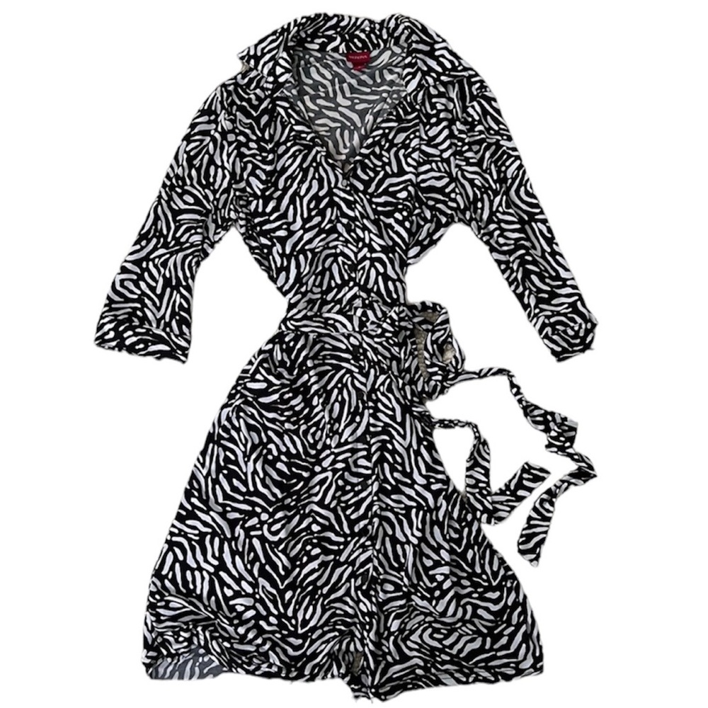 MERONA Women's Black White Wrap Dress Size Small